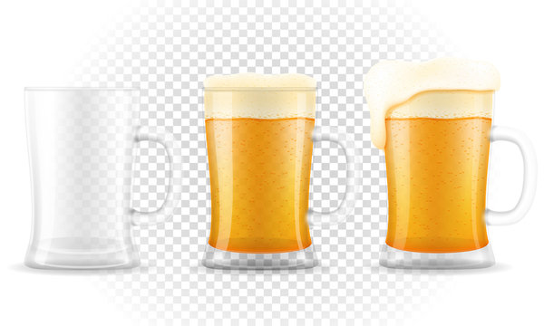 beer in mug transparent stock vector illustration