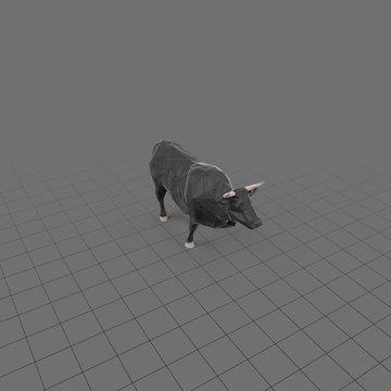 Stylized black bull running