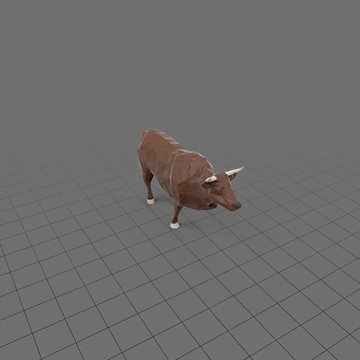Stylized brown bull  running