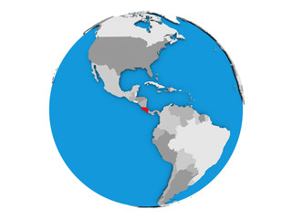 Costa Rica on globe isolated