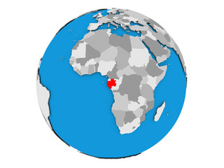 Gabon on globe isolated
