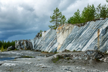 Marble quarry, coniferous forest