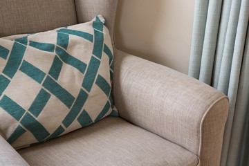 Cushion on sofa in living room