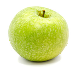 One whole green apple Granny Smith isolated on white background 