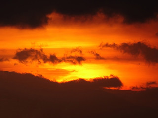A cloudy sunset full of red and yellow colors