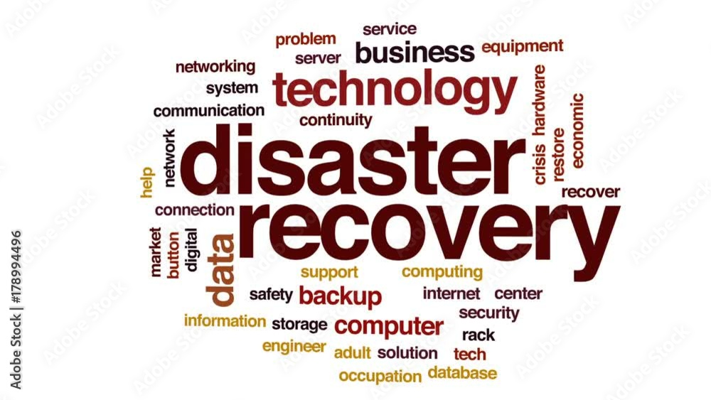 Poster disaster recovery animated word cloud, text design animation.