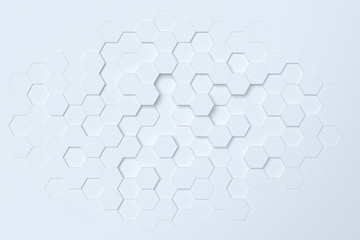 White hexagonal abstract 3d background - obrazy, fototapety, plakaty