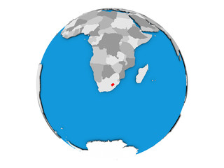 Lesotho on globe isolated