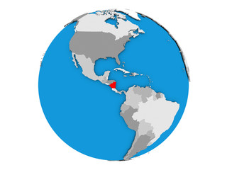 Nicaragua on globe isolated