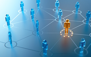 3d render human social network and leadership as concept.