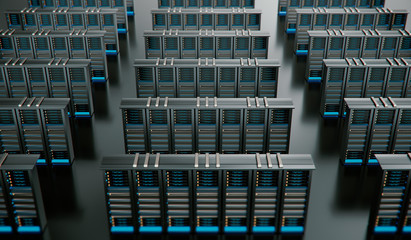 Server room or server computers.3d rendering.