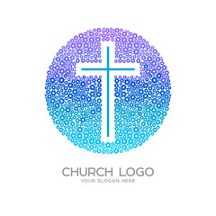 Obraz premium Church logo. Christian symbols. Cross of Jesus Christ from flowers
