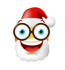 Christmas Time . Very Happy Cute Emoticon on White Background. Isolated Vector Illustration 