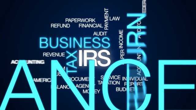 IRS animated word cloud, text design animation.