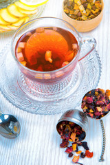 tea, fruit tea, Cup of tea, various kinds of tea, tea on the table