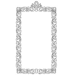 Vintage border frame engraving with retro ornament pattern in antique baroque style decorative design. Vector