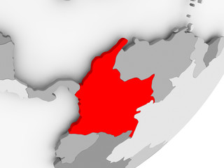 Colombia in red on grey map