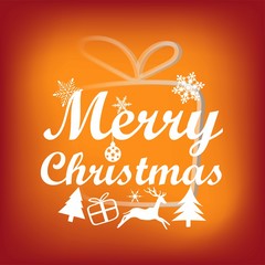 Merry Christmas and Happy New Year gift and elements on red background. Greeting Card Xmas. Vector Illustration.