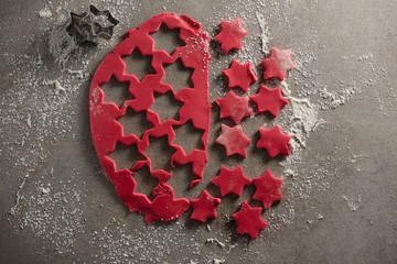 Star shape cookies with flour and cutter