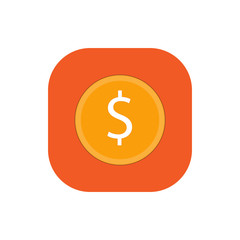 Money coin square icon vector