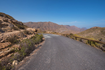 La Azohia landscape mountain road in Cartagena bay, Murcia region, Spain.