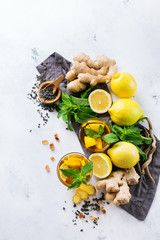 Japanese chinese tea with lemon ginger mint