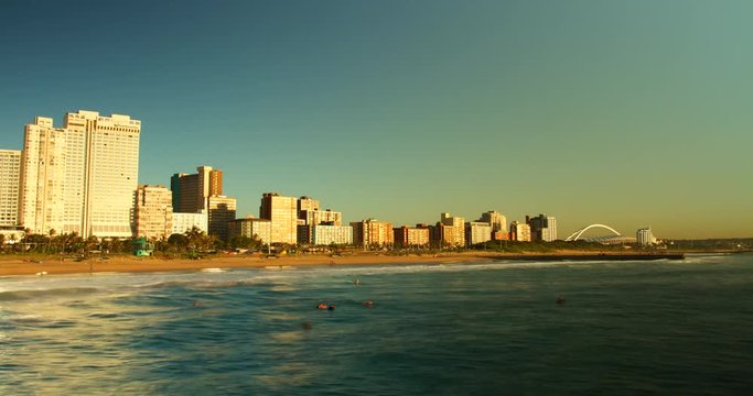 Timelapse of the city Durban from South Beach, South Africa.