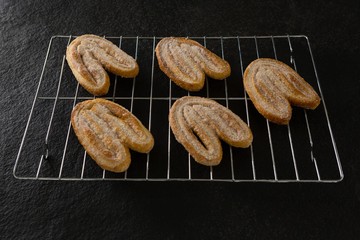 Fresh baked cookies on baking tray