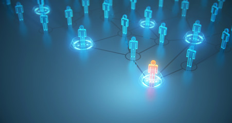 3d render human social network and leadership as concept. 