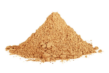 Fototapeta na wymiar Pile of cinnamon powder isolated on a white background