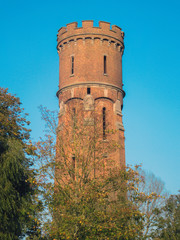 Obraz premium Medieval tower in Belgium. District of Flanders, near Bruges