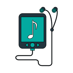portable music player with earphones icon image vector illustration design 