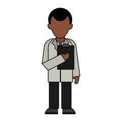 doctor holding clipboard dark skin avatar icon image vector illustration design 