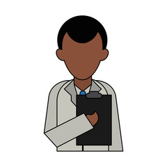 doctor holding clipboard dark skin avatar icon image vector illustration design 