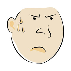 graphic design editable for your design, hand drawn angry facial expression isolated on white background. Vector Illustration.