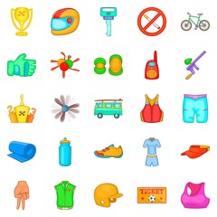 Training reaction icons set, cartoon style