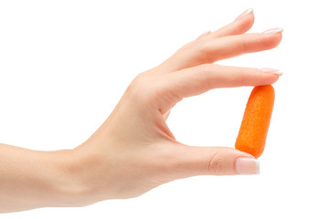 Small carrot female hand