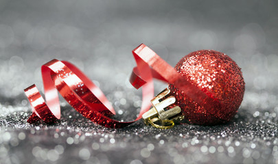 Christmas background with red decorations