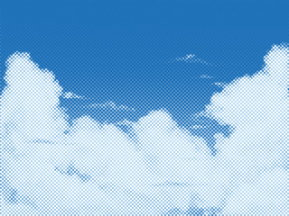 Comics - Blue sky with clouds. Art background