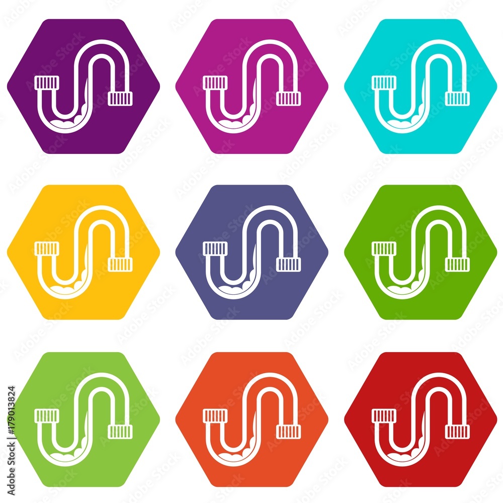 Poster clog in the pipe icon set color hexahedron