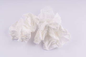 Fototapeta na wymiar paper handkerchiefs used on the table 