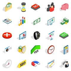 Transaction icons set, isometric style