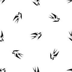 Barn swallow pattern seamless black
