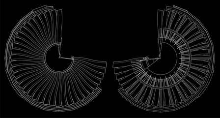 Turbo jet engine aircraft. Vector line illustration. © whitecityrecords