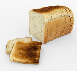 bread sliced - toast - arrangement isolated on white