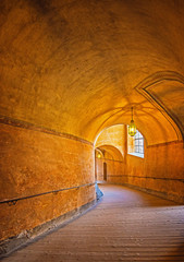 Ancient passageway in Cesky Krumlov, Czech republic