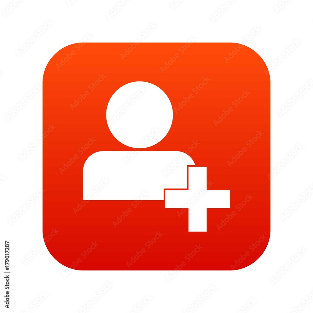 Poster add new user account icon digital red