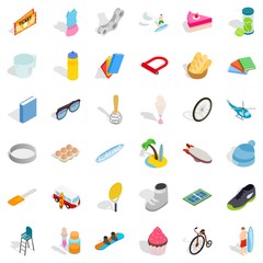 Ticket icons set, isometric style