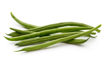 Green beans isolated on a white background.