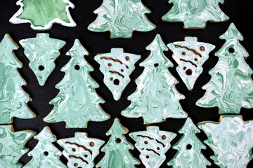 fir cookies on a wooden background